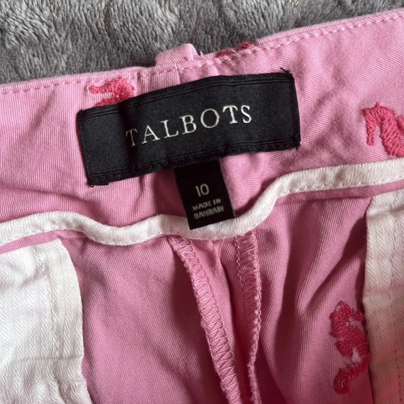 Talbots Signature Pink With Seahorse Embroidered Cropped Pants Sz 10 - Picture 2 of 10